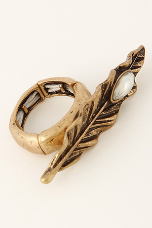 Trendy Feather Ring With Stone 6BCE6